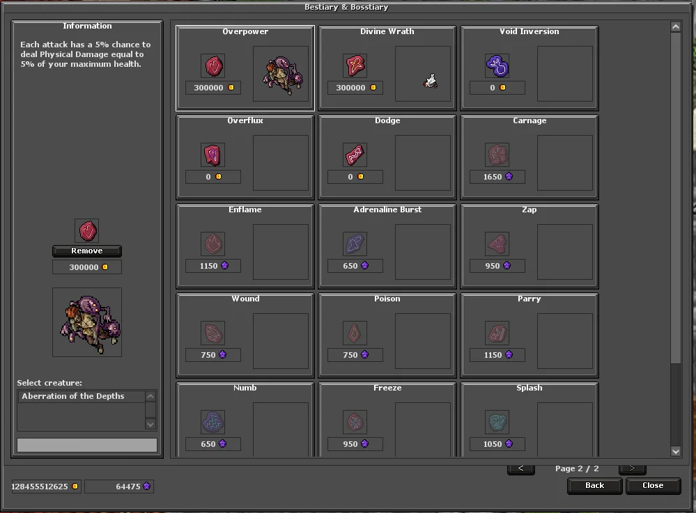 Charms and creature assignments