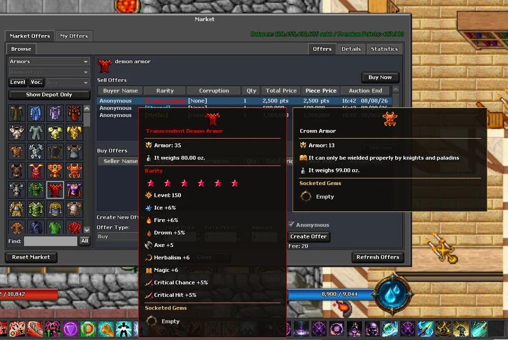 Comparing equipment attributes in the market